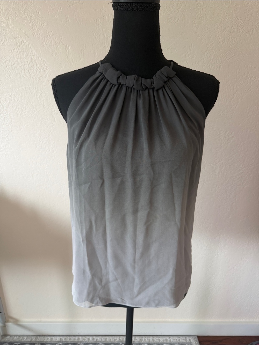 EUC VINCE SILK Women's Halter Neck Gradient Tank Top - Gray SMALL